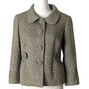Vintage Inspired Mod Wool Tweed Jacket Blazer Peplum Chunky Buttons Size 4